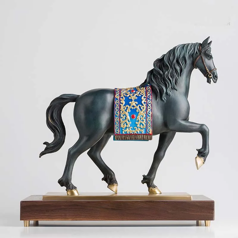 high grade Decoration art HOME Company shop Money drawing Auspicious GOOD Luck Success horse Talisman brass Sculpture