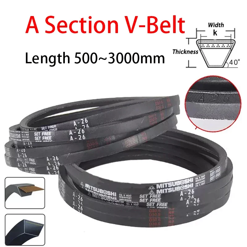 1/2/5Pcs A Section Triangle V Belt Sizes A500-A3000 Mechanical Industrial Close Loop Power Drive Metric 13mm x 8mm