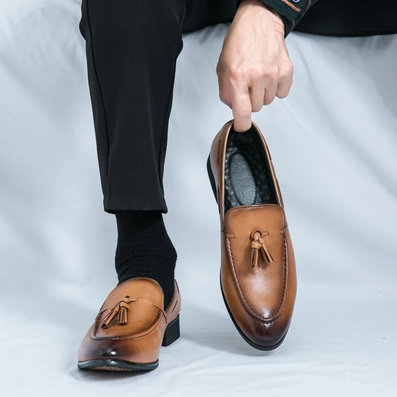 

Мужские лоферы без шнуровки, деловые модельные туфли, мокасины для офиса, вождения, свадьбы, вечеринки, Hombre, повседневная обувь большого размера