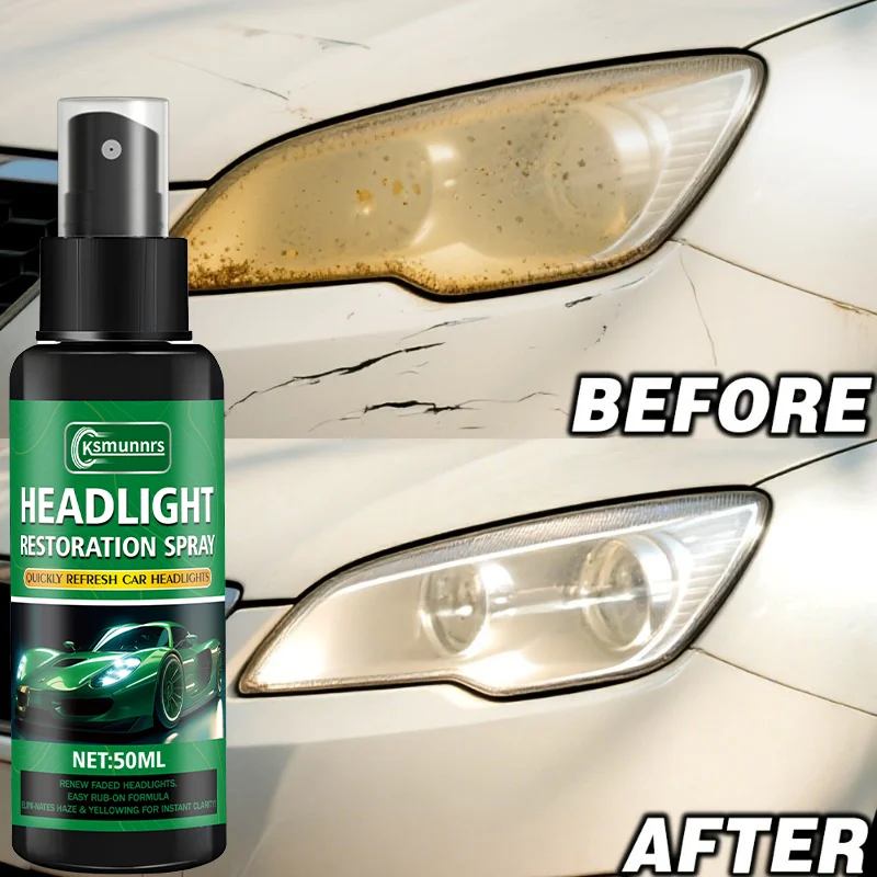 This product is a spray specially designed for car headlight restoration and can effectively repair headlights that have become