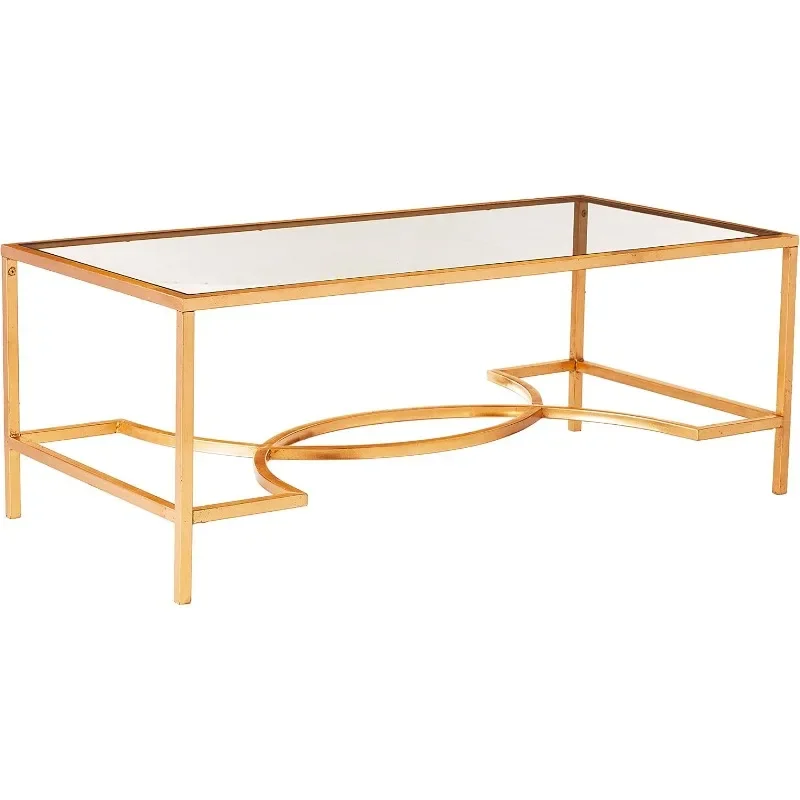 Coffee Table Crafted of Iron and Glass Perfect for A Living Room, Family Room, Den, Library, or Study