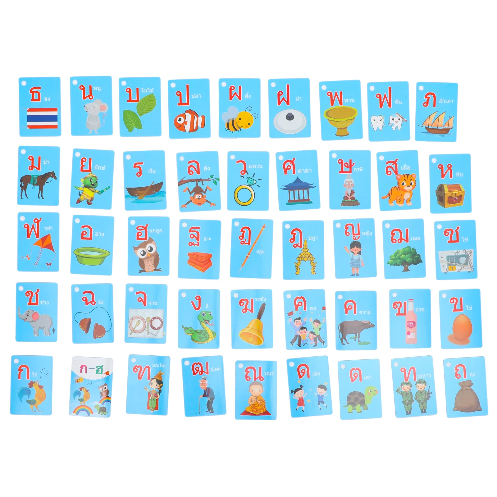 

90Pcs Vocabulary Flash Cards Thai Language Portable Educational Kids Learning Cards Alphabet Study Words Colorful Preschool