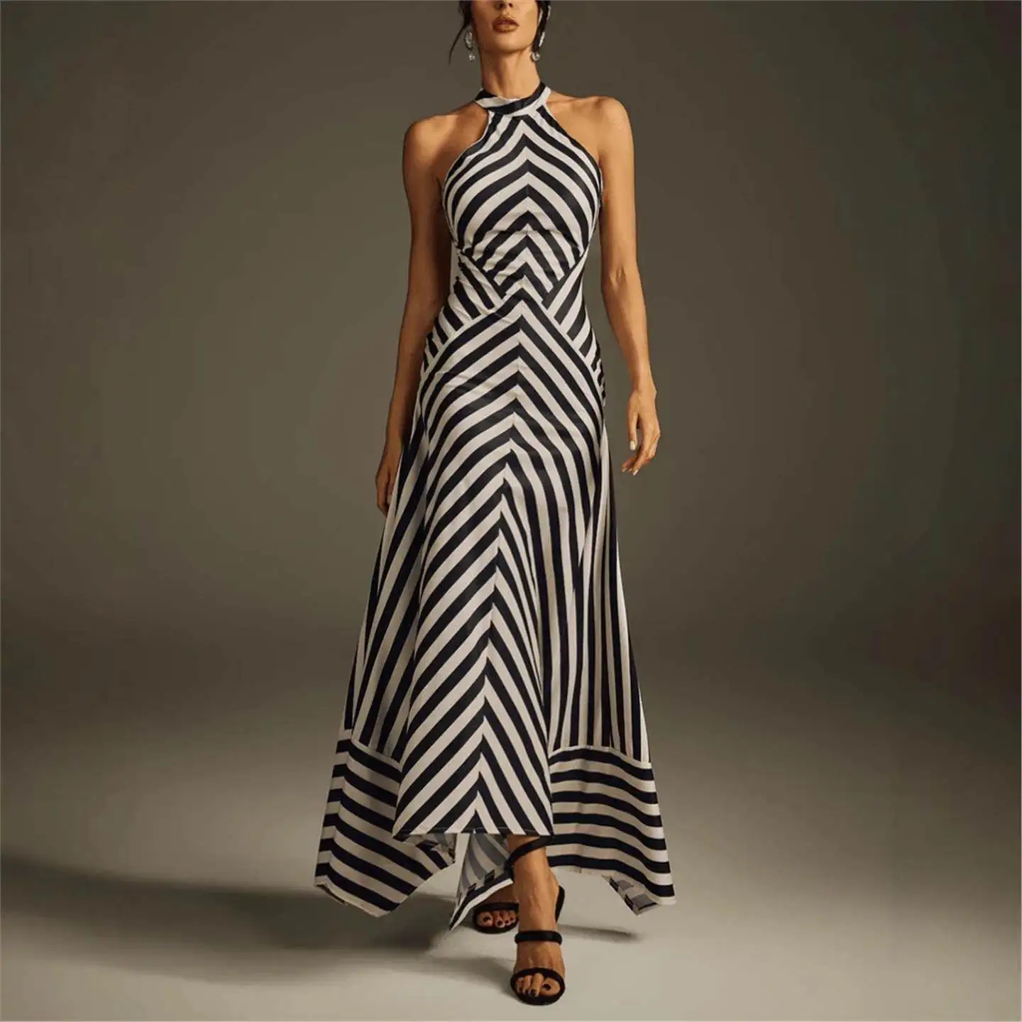 

Элегантное женское платье с зебровым принтом, облегающее, модное, с завышенной талией, А-силуэт, для женщин