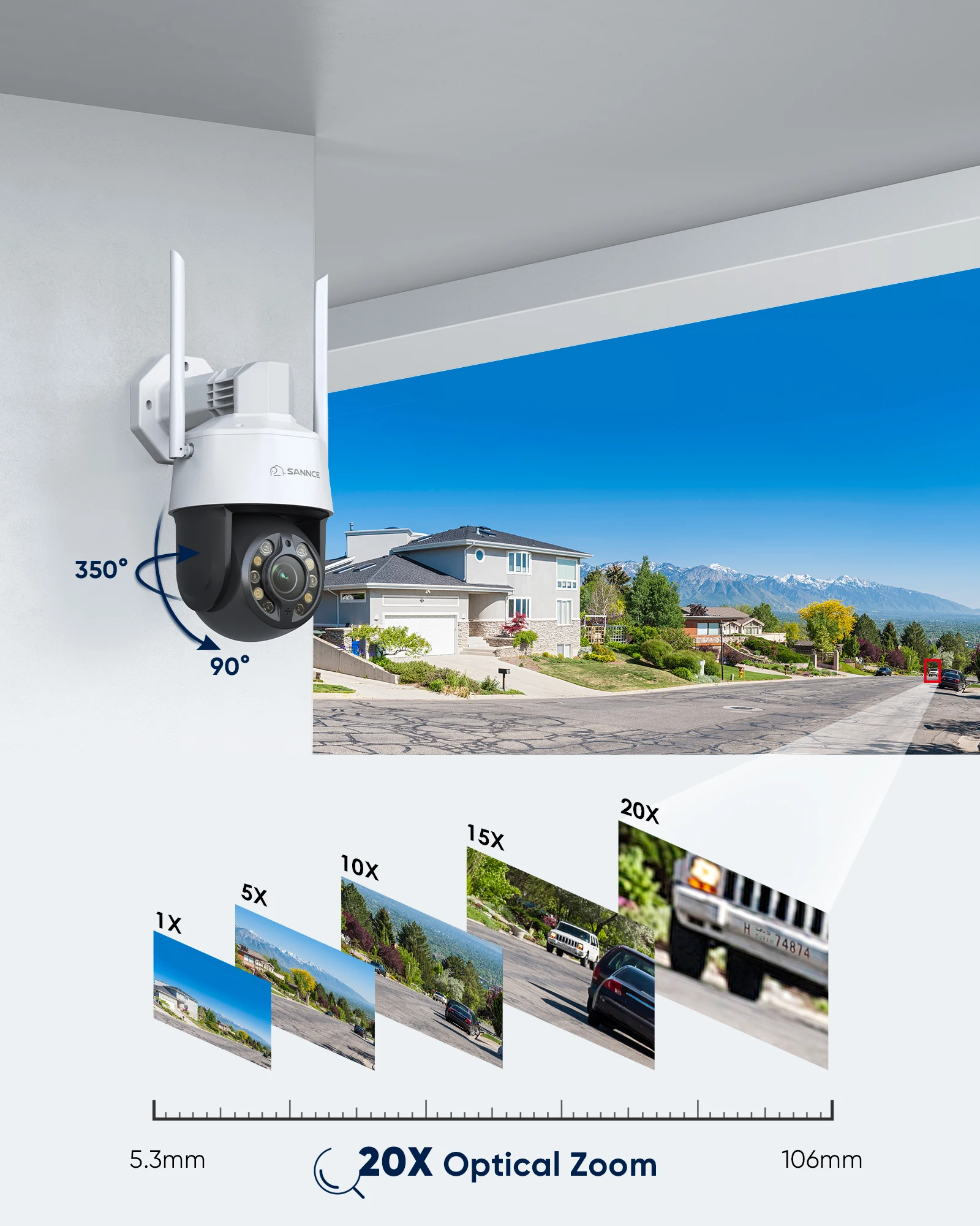 SANNCE 5MP PTZ واي فاي كاميرا مراقبة IP 20XOptical Zoom فيديو CCTV حماية الأمن في الهواء الطلق تتبع تلقائي اتجاهين الصوت