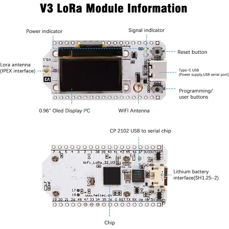A99E-3 Set Lora V3 Development Board With Case Meshtastic Wifi Dual Core 240Mhz With 0.96