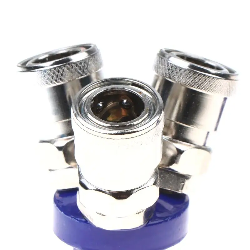 Pneumatic Quick Connect Coupler Rust-Proof 2/3 Way Splitter Solid Brass Construction for Professional Garage Repair