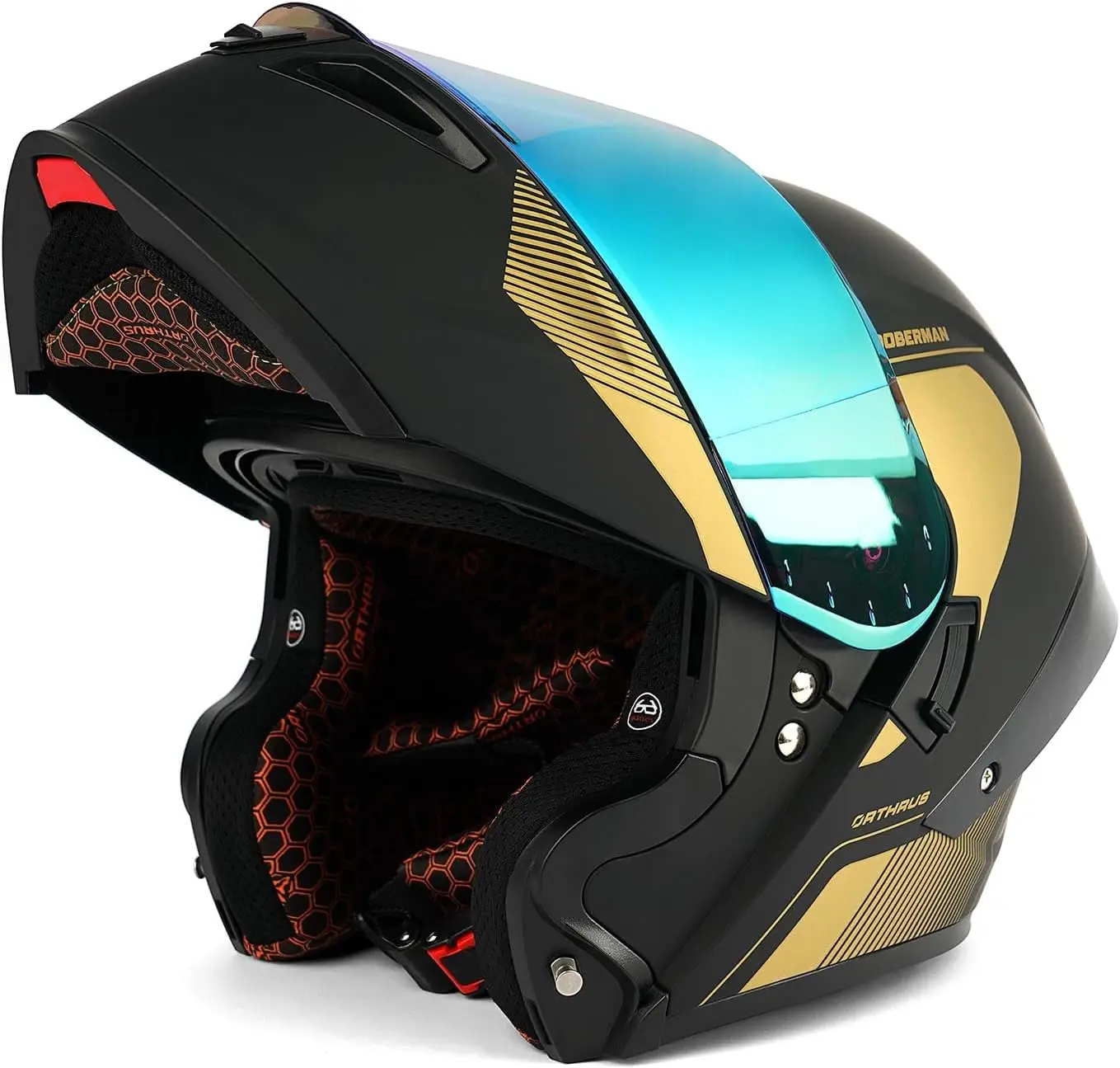 

Modular LED Full Face Motorcycle Helmet - DOT Approved Flip-Up Dual Visor Sun Shield & Bluetooth Ready for Adults Men Women - St