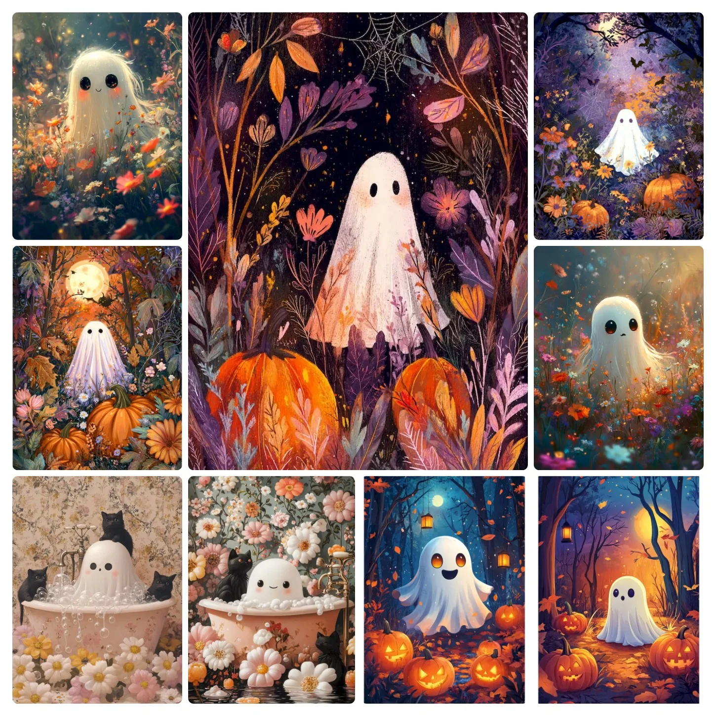 500/1000/1200/2000PCS Puzzles for Cute Ghost Halloween Jigsaw Puzzles Brain Challenge Game Gift Halloween Home Decoration