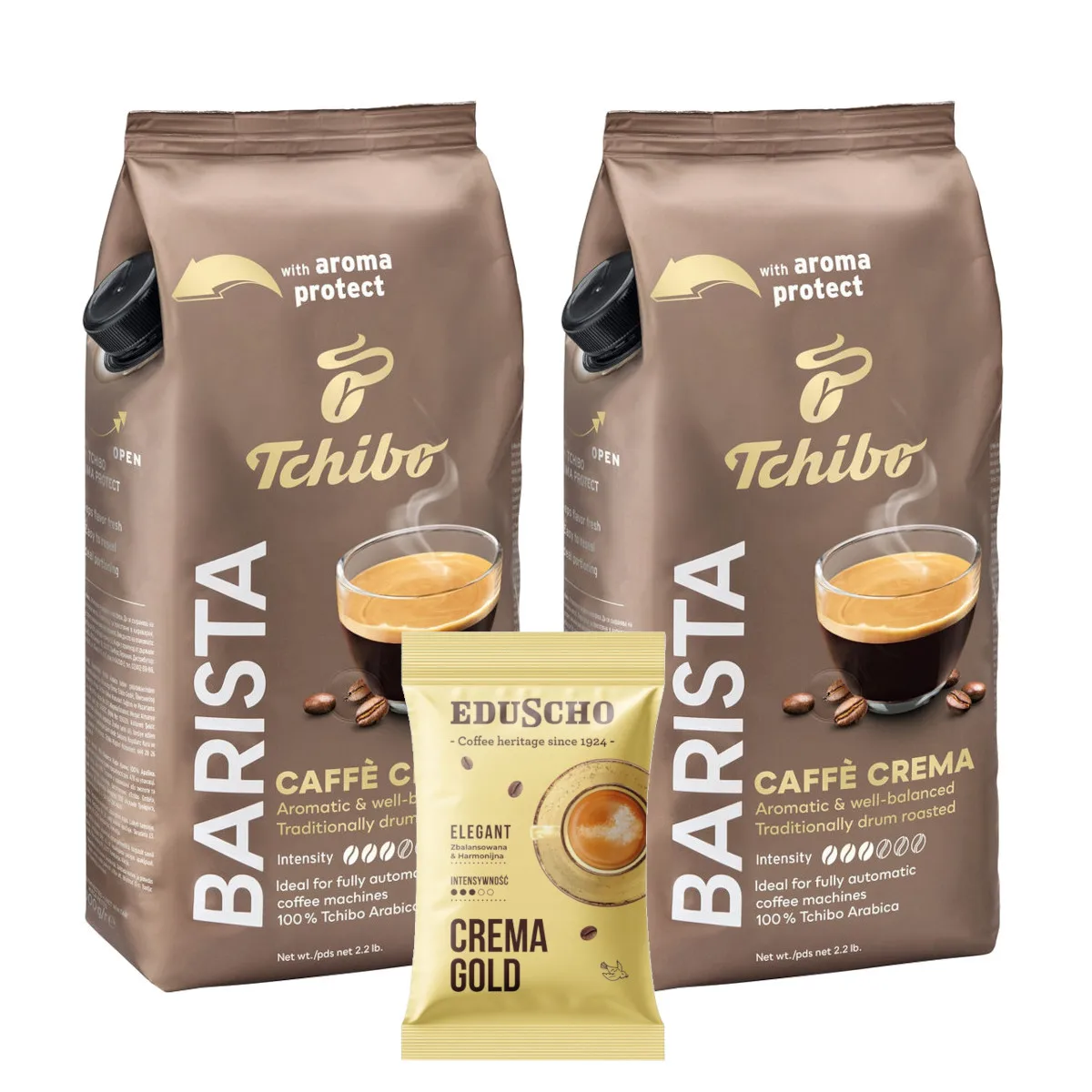 TCHIBO Barista Caffe Crema Bean Coffee 2x1kg + FREE Crema Gold 100g