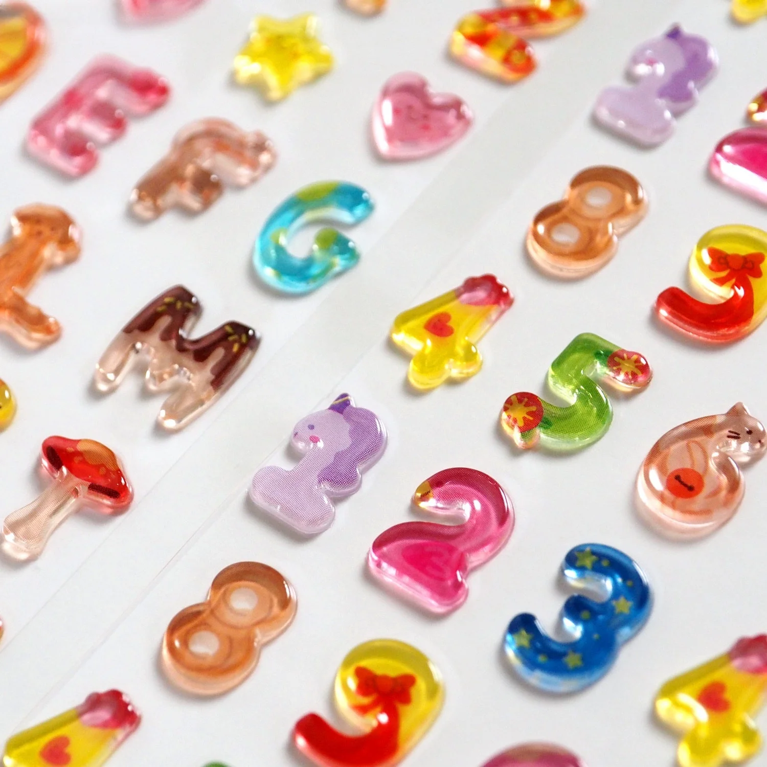 BONITO Colorful Alphabet Number Jelly 3D Stickers Scrapbooking Diy Journal Cute Stickers Stationery Sticker School Gift