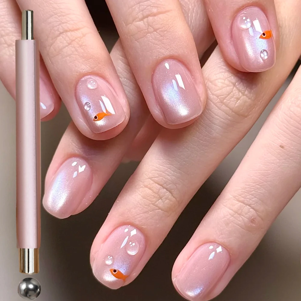 ﻿﻿1pcs Pink Cat's Eye Nail Magnetic Stick For DIY Glass Bead Special,Double-Head Nail Polish Glue Magnet Rod Newly Upgraded Tool