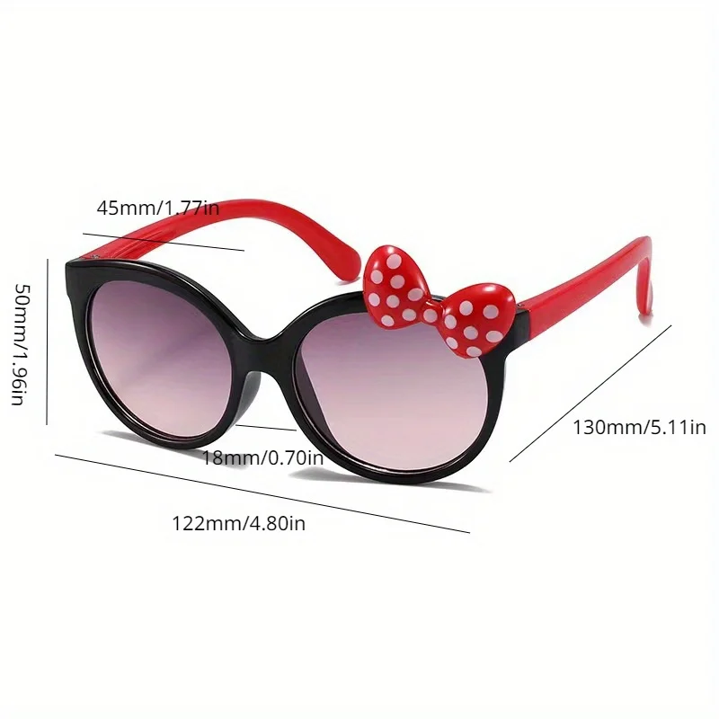 Adorable Color Block With Bow Decor Large Frame Sunglasses Teens Boys Girls Outdoor Party Vacation Travel kids eyewear