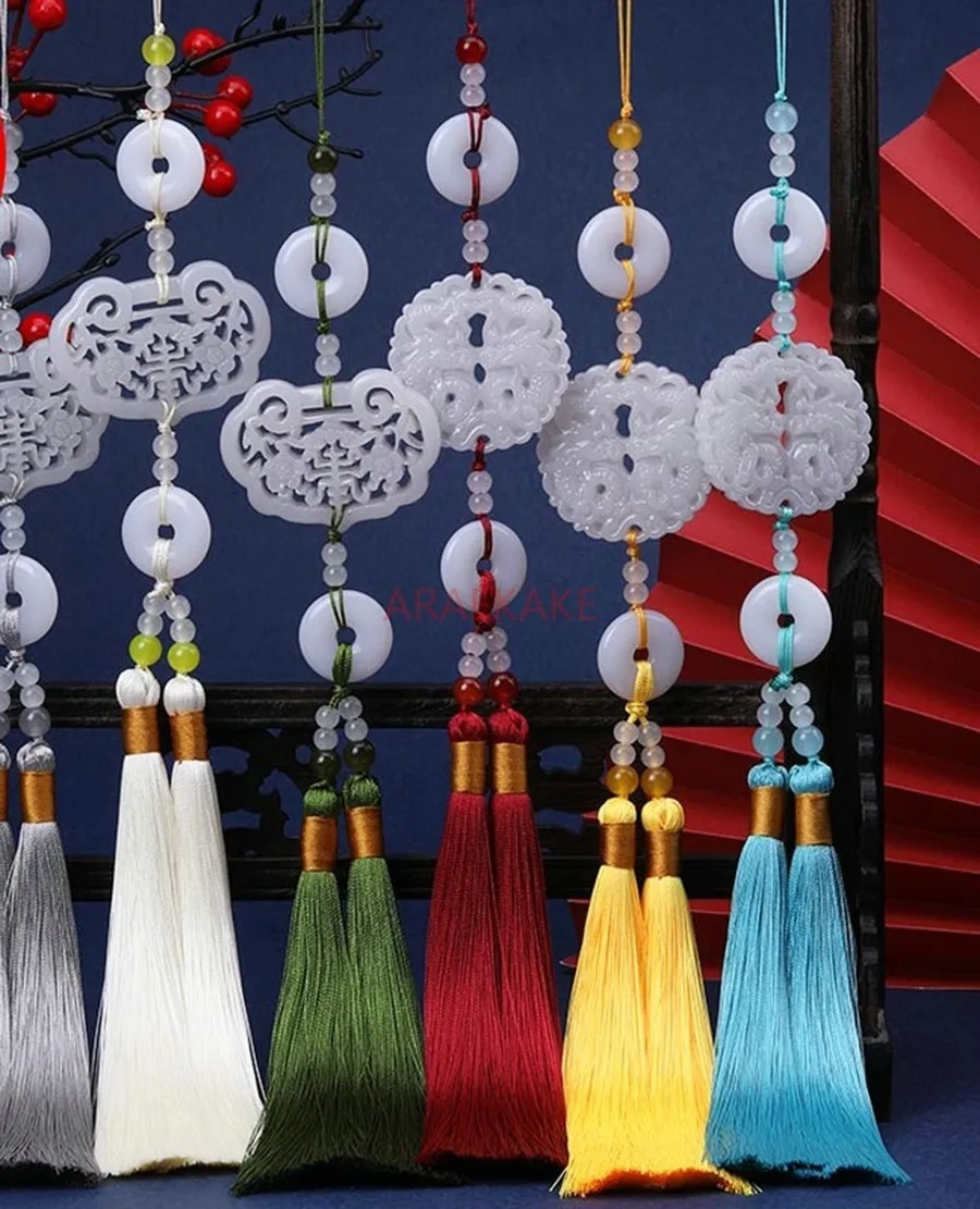 Nappe in stile antico, accessori di abbigliamento in stile cinese abbinati a pendenti con nappe, nappe appese per auto con risvolto pressato Hanfu