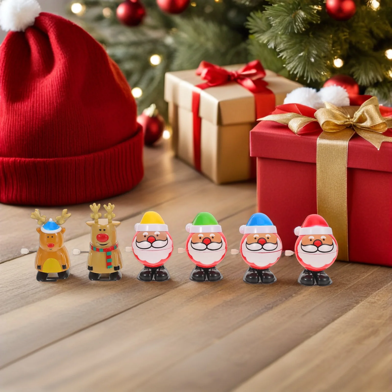 6 قطعة يختتم عيد الميلاد الرنة الرجعية عقارب الساعة المشي اللعب الاطفال حفلة لصالح المحمولة عطلة متعة عيد الميلاد المفضلة #5