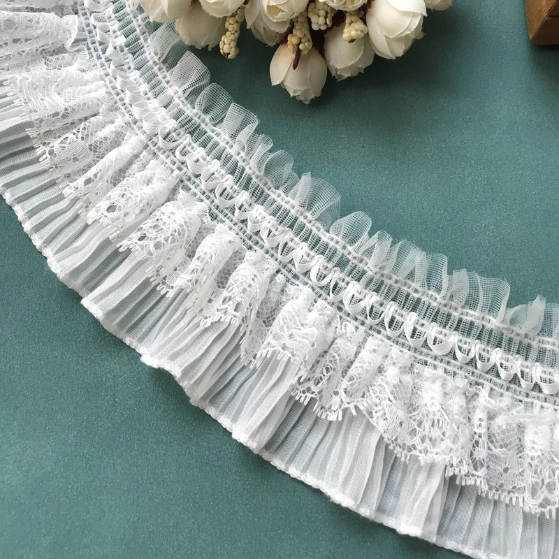 1 Yard weißes schwarzes Stretch-Spitzenband, elastisches Rüschenband zum Nähen von Kleidung, DIY-Bastelarbeiten – Detail 3