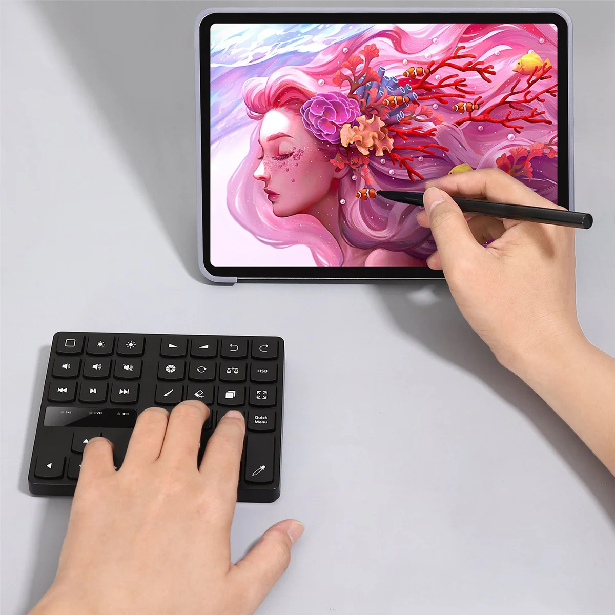 Bluetooth Drawing Keypad , 35 Keys Rechargeable Wireless Keyboard for Procreate, and Drawing Shortcuts Graphic