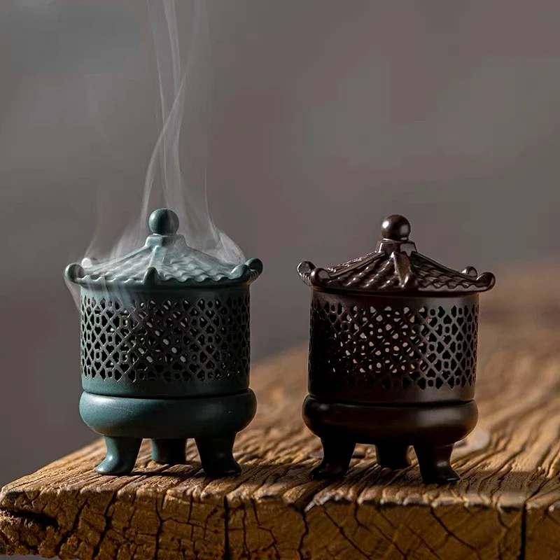 Vintage Three Legged Incense Burner Chinese Zen Gutta Incense Burner Ceramic Tea Ceremony Zen Decoration Home Decoration