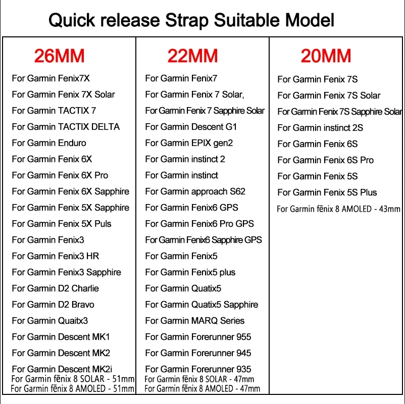 Per Garmin Fenix 7 6 5 Watch26 22 20mm Quickfit cinturino per Garmin Fenix 7X Pro 6X Pro 5X Plus Instinct 2X cinturino da polso in silicone