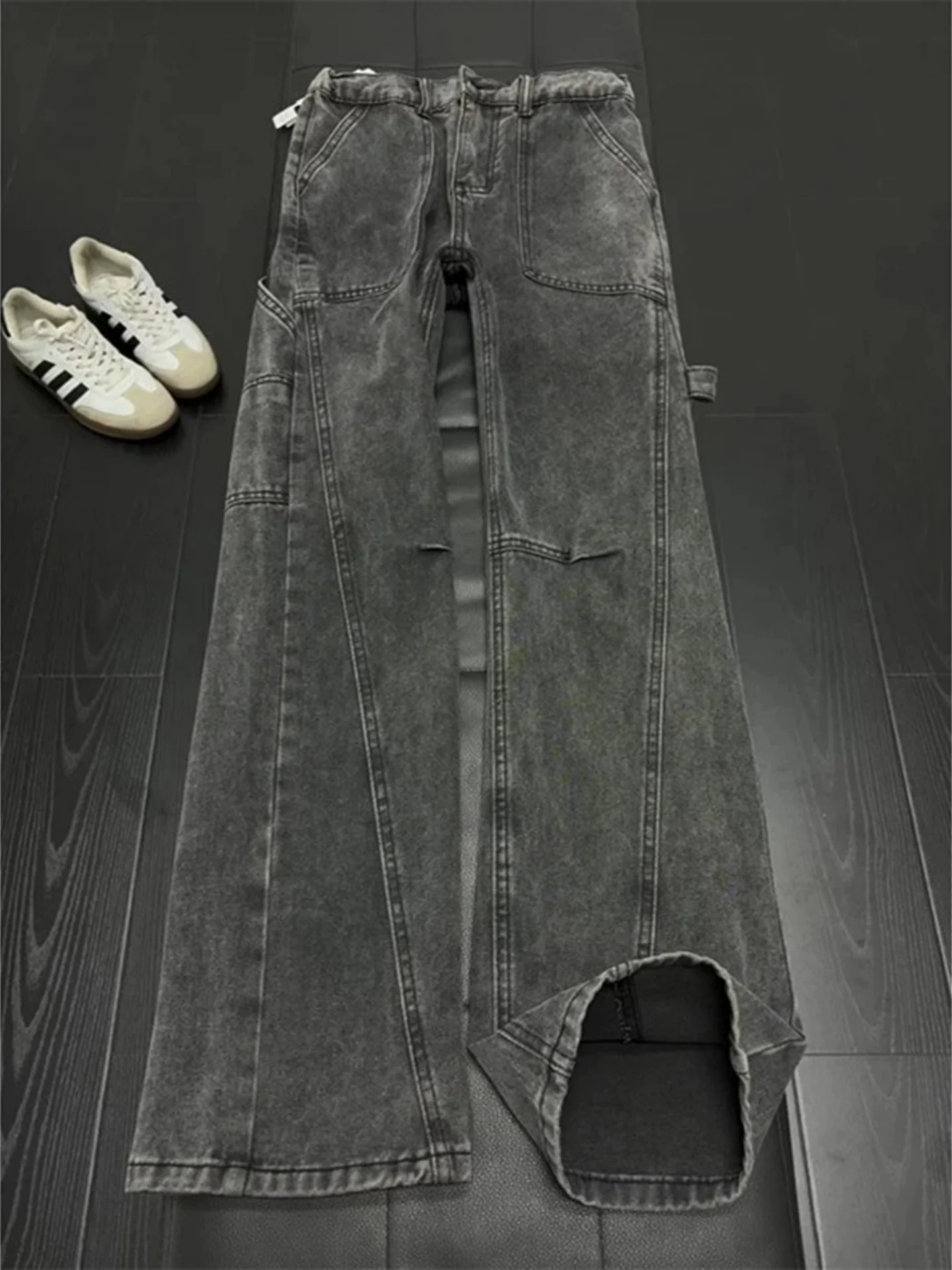 

American High Street Workwear Jeans Men's Spring High-End Loose Knife Bend Micro Flare Pants Straight Loose Fit Casual Jeans