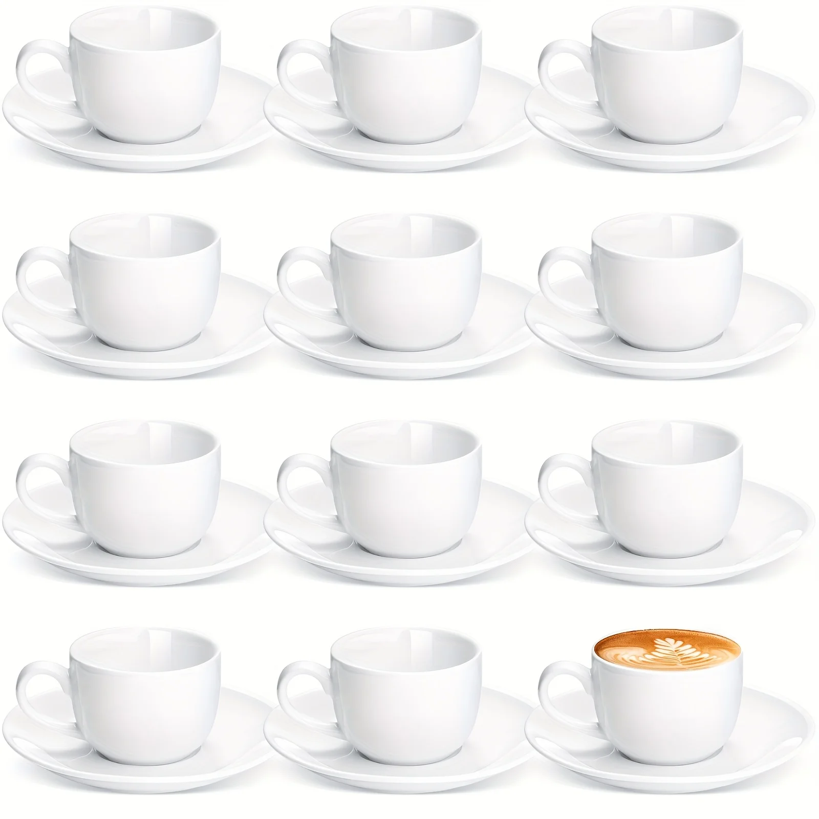 

12 Set 2.7 OZ Espresso Cups With Saucers White Coffee Cups And Saucers Cappuccino Mug Latte Cup For Cafe Mocha Barista Coffee Shop