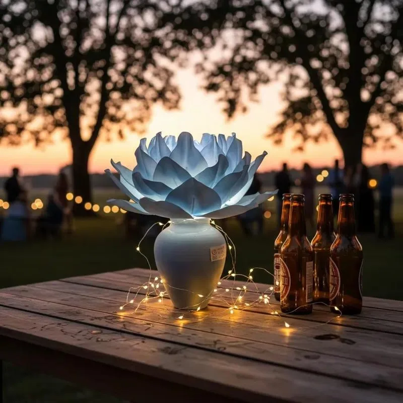 for E Smart Solar Panel Garden Light Peony Indoor/Outdoor IP54 Waterproof Floor Plug-in Warm Landscape Ambient Light