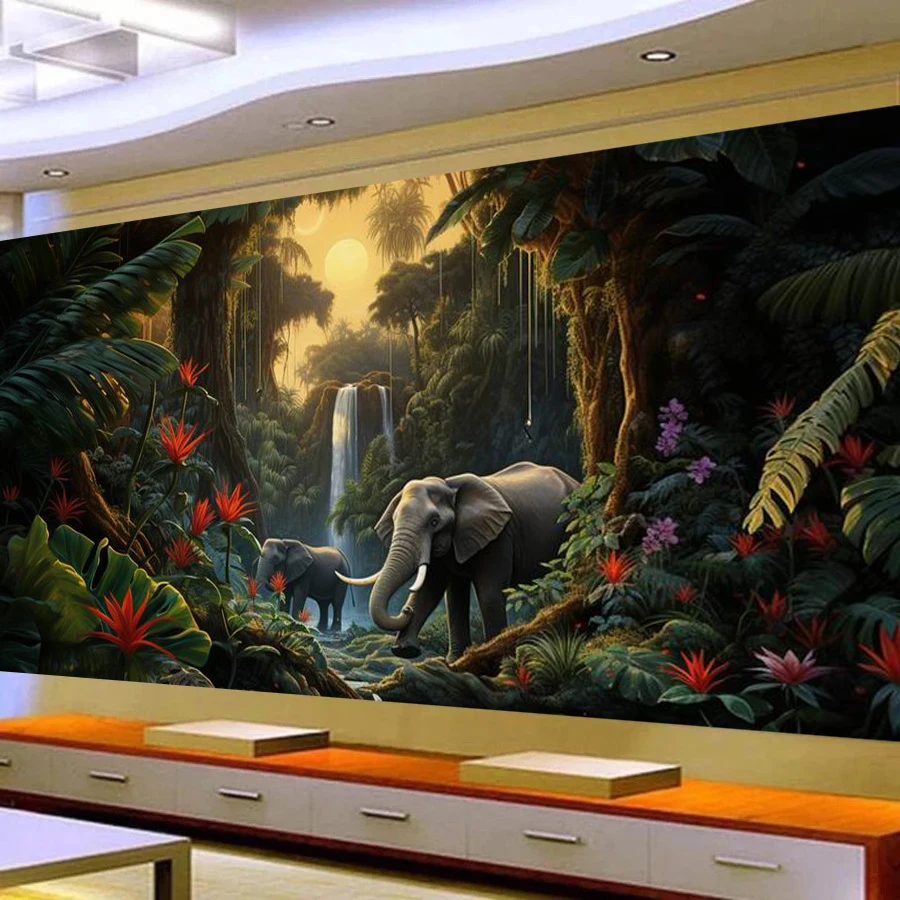 

Fullcang лесной слон большой Diy алмазная живопись дикое животное полная квадратная круглая дрель мозаика вышивка картина размер 200x100 см