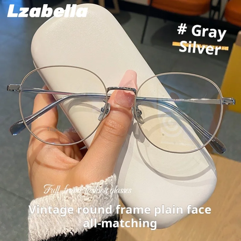 

Lzabella Men High Quality Titanium Alloy Optical Eyeglasses Frames Women's Round Ultra-Light Myopia Prescription Glasses 32032X
