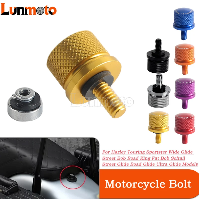 For Harley Touring Sportster Dyna Softail Street Road Glide Multi Knurled Seat Bolt Nut 1/4-20 Thread Aluminum Seat Screw Cover