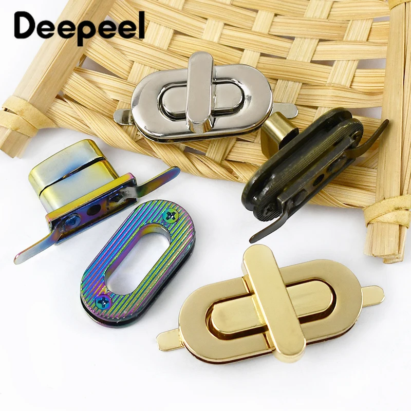 2/5Pcs Deepeel Oval Metal Bag Twist Turn Locks Buckle Purse Handbag Replacement Lock Clasp Closure Buckles Hardware Accessories