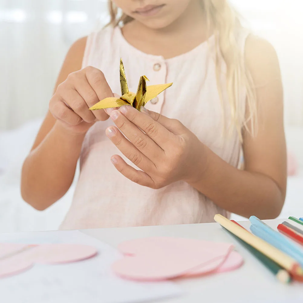 100 stks Origami Papier Voor Diy Kraan Vouwen Ambachtelijke Projecten Parel Glanzend Vierkant Enkelzijdig Papier Student Supply Handwerk