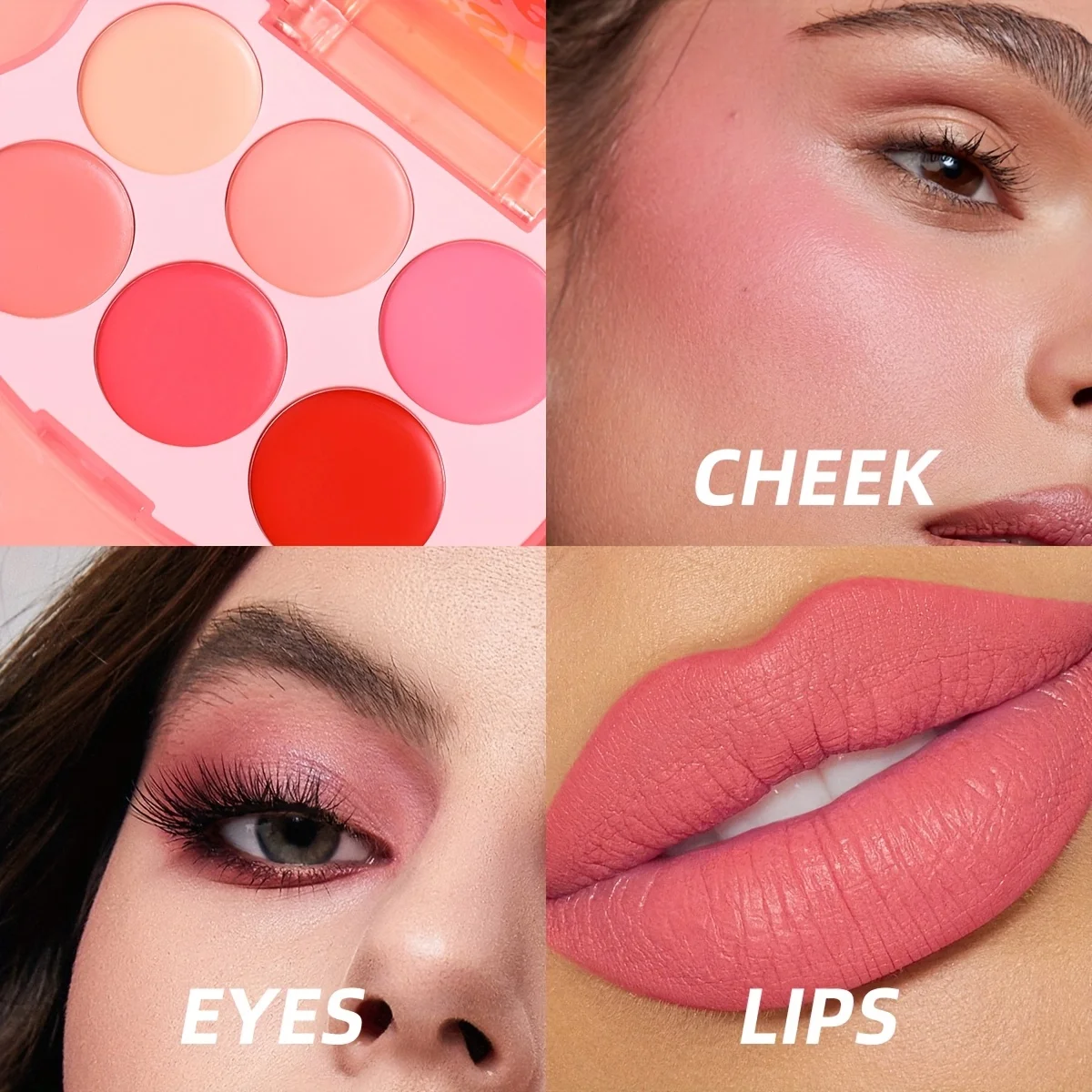 Rossetto sfumato 2 in 1 + tavolozza di fard, caratterizzato da fard e rossetto, 6 tonalità di colore, duraturo e impermeabile