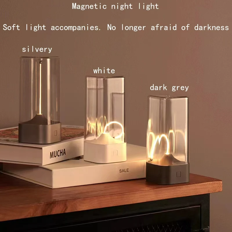 Portable Quantum Magnetic Small Night Light Indoor Lamp Bedroom Bedside Lamp Creative Gift Lamp Curved Line Lamp
