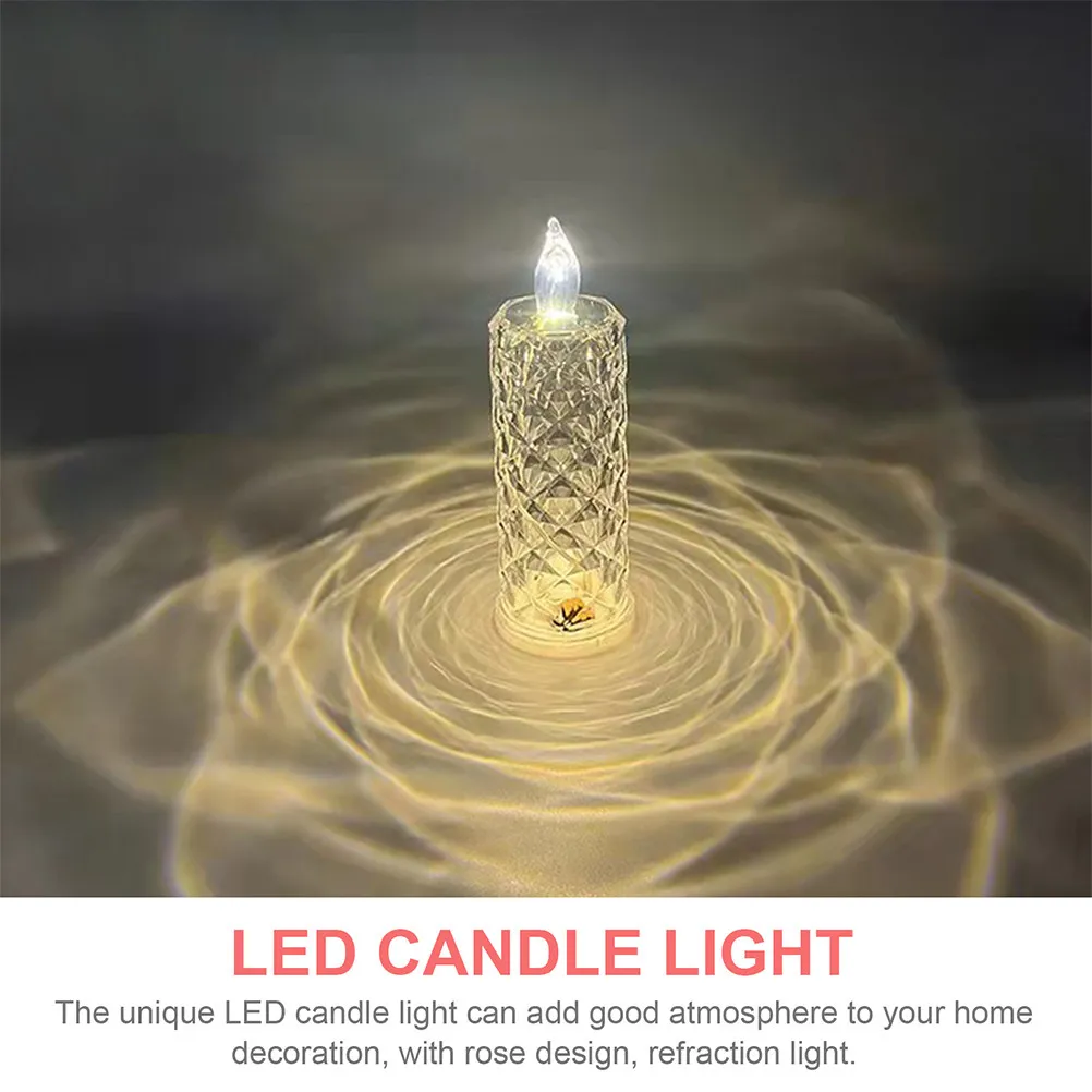 2Pcs LED Lights Flameless Electric Candles Compact Night Light for Bedside Desk Shelf Wedding Dinner Party Decor Accent