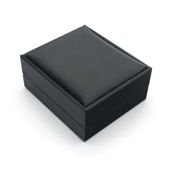 Men's Quality Cuff Links Gift Box Black Color Wire Drawing PU Coated Design Plastic Material Cufflinks Display Package