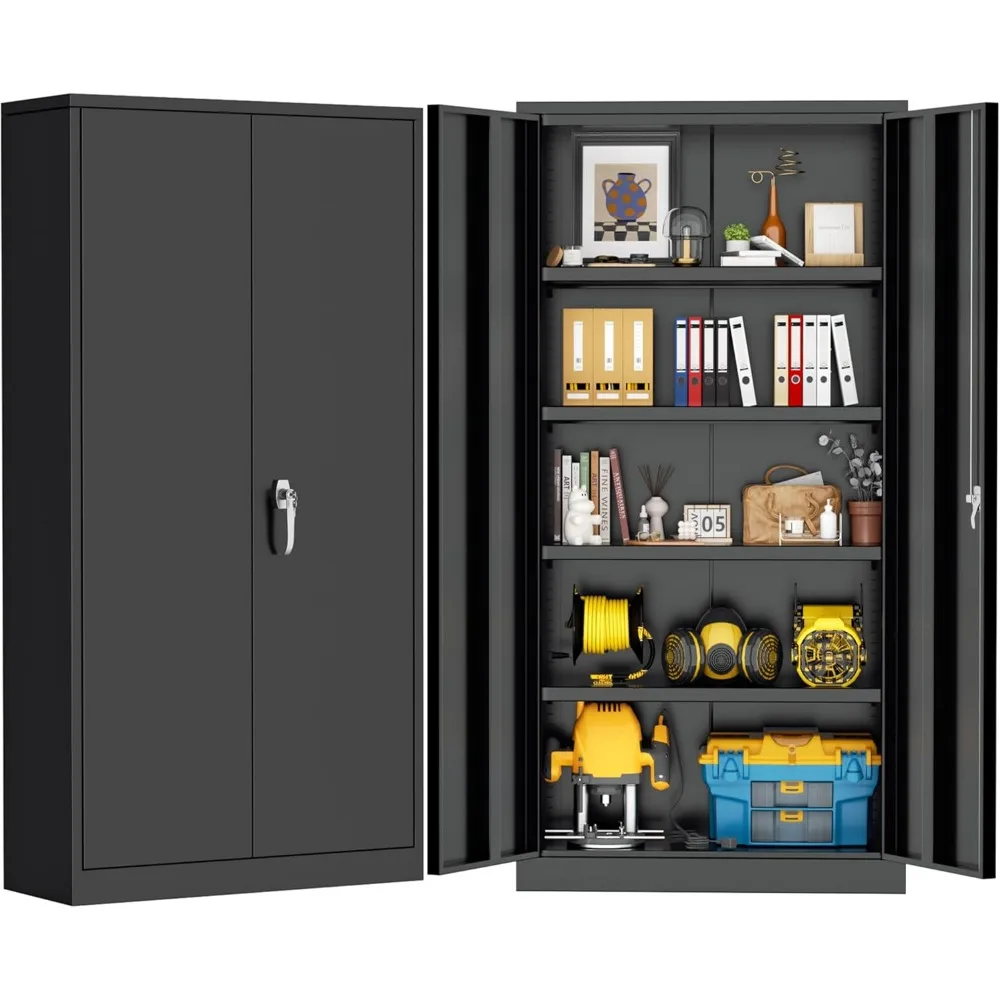 

Metal Storage Cabinet with Doors and Adjustable Shelves, Metal Cabinet with Lock,Garage Cabinets Steel Tool Cabinet for Office