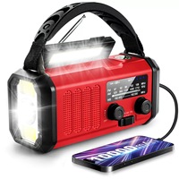 Emergency Hand Cranked Radio 10000mAh USB Charger FM AM NOAA Weather Radio with Compass Light Solar Radio Supports SOS Distress