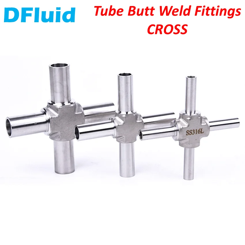 

1pc 316L BA Tube Butt Weld Fitting CROSS 1/4 3/8 1/2 3/4 1 inch Stainless Steel for Swagelok M200 Orbital Welding