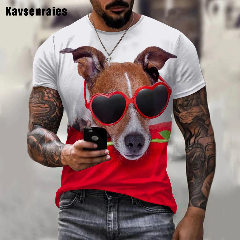 2022 Funny Dog 3D T-shirt Men Women Summer Outdoor Fashion Casual O-Neck Short Sleeve Boys Girls Harajuku Streetwear Tops