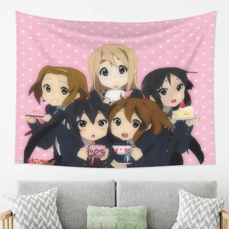 VIKAMA Pink Wave Dot Light Tone Girl All Japanese Animation Tapestry Background Hanging Cloth anime Girl Room Decoration