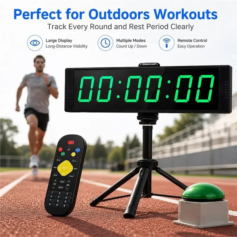 ABGE-Gym Timer Clock Kitchen Timer Workout Timer Competition Stopwatch US Plug