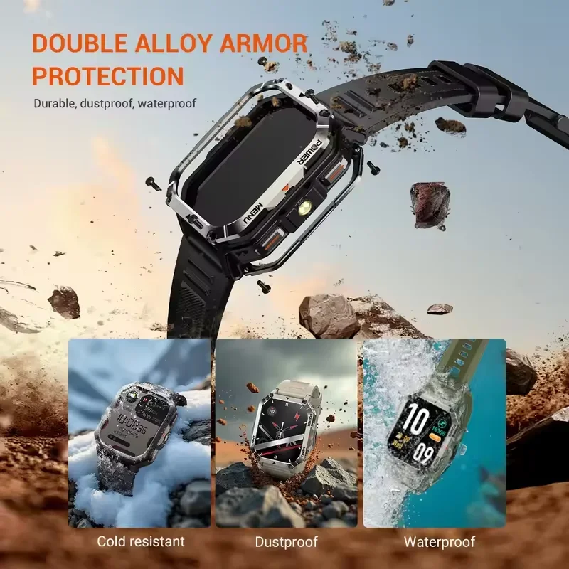 Blackview W70Pro Outdoor Smartwatch SOS Blood Oxygen 900mAh 2.01'' HD Full View Screen Waterproof Flashlight Compass Men Women