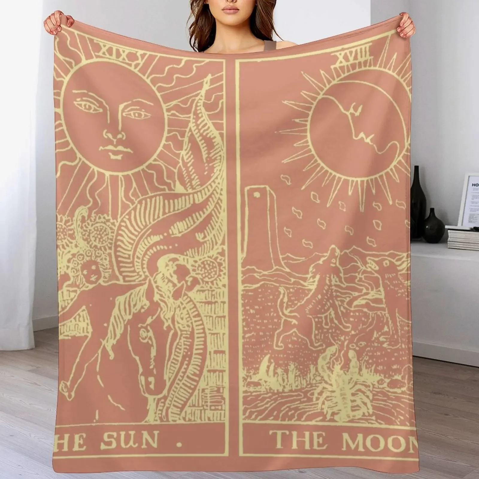 

Moon & Sun Tarot | Peach & Cream Throw Blanket anime Weighted Polar Blankets For Bed Blankets