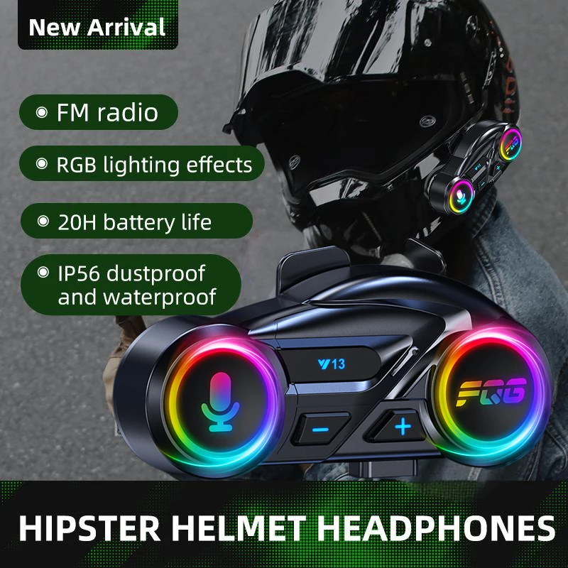 

Y13 Motorcycle Bluetooth Helmet Headset Wireless Motorbike Hands-free Call Speaker Kit Waterproof Earphone with Ambient light