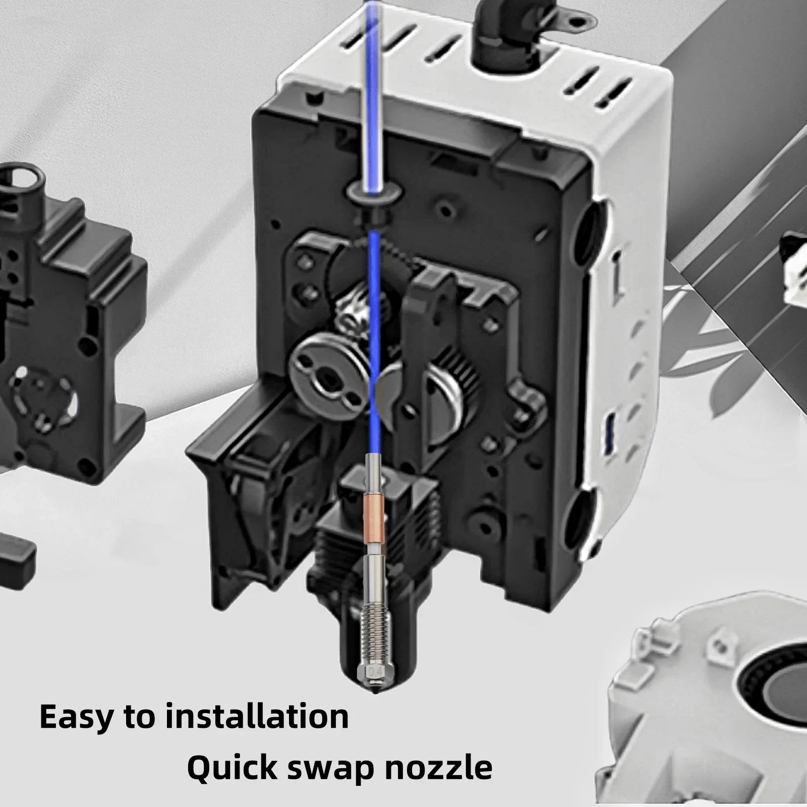 Bimetal Ceramic Nozzle, Quick Removal Integrated Insulation Nozzle 0.2/0.4/0.6/0.8mm for 3D Printer