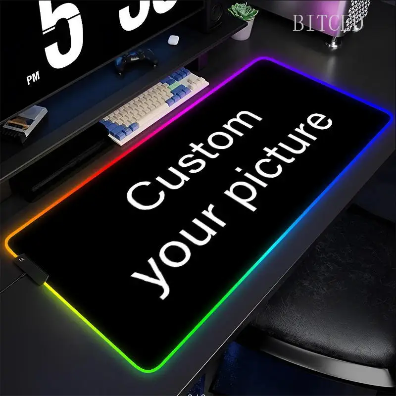 HD Customized RGB Backlit Mouse Pad USB Hub Mouse Pad Four USB Docking Station Typec Interface Multi-interface Mouse Pad 90x40cm