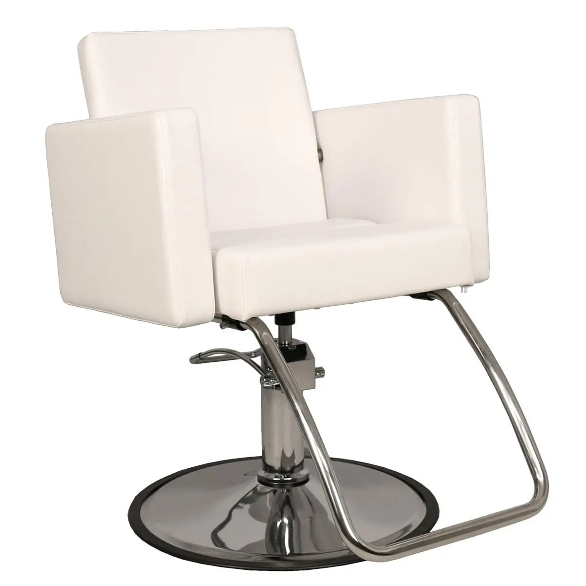 Wide Salon Styling Chair Round Chrome 360° Swivel Hydraulic White, Customized