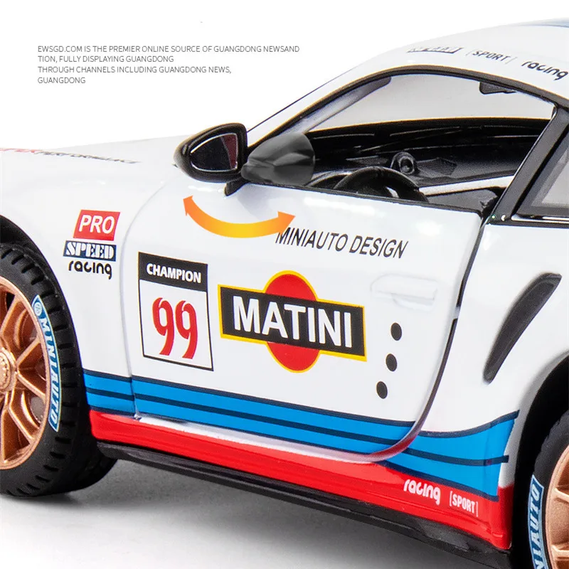 Porsches-coche de carreras de Metal para niños, modelo de coche deportivo de aleación, escala 1:32, 911, GT3 RSR Le Mans, colección de simulación, regalo