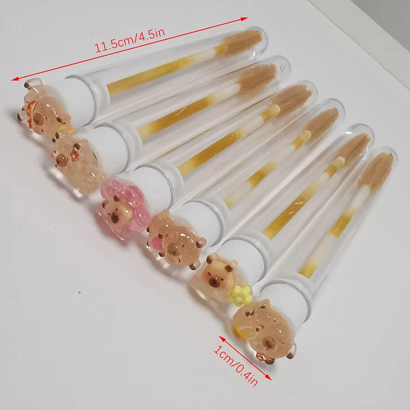 1pcs Capybara Reusable Eyebrow Brush Tube Disposable Eyelash Brush Eyebrow Brush Replaceable Dust-Proof Sparkling Makeup Brush