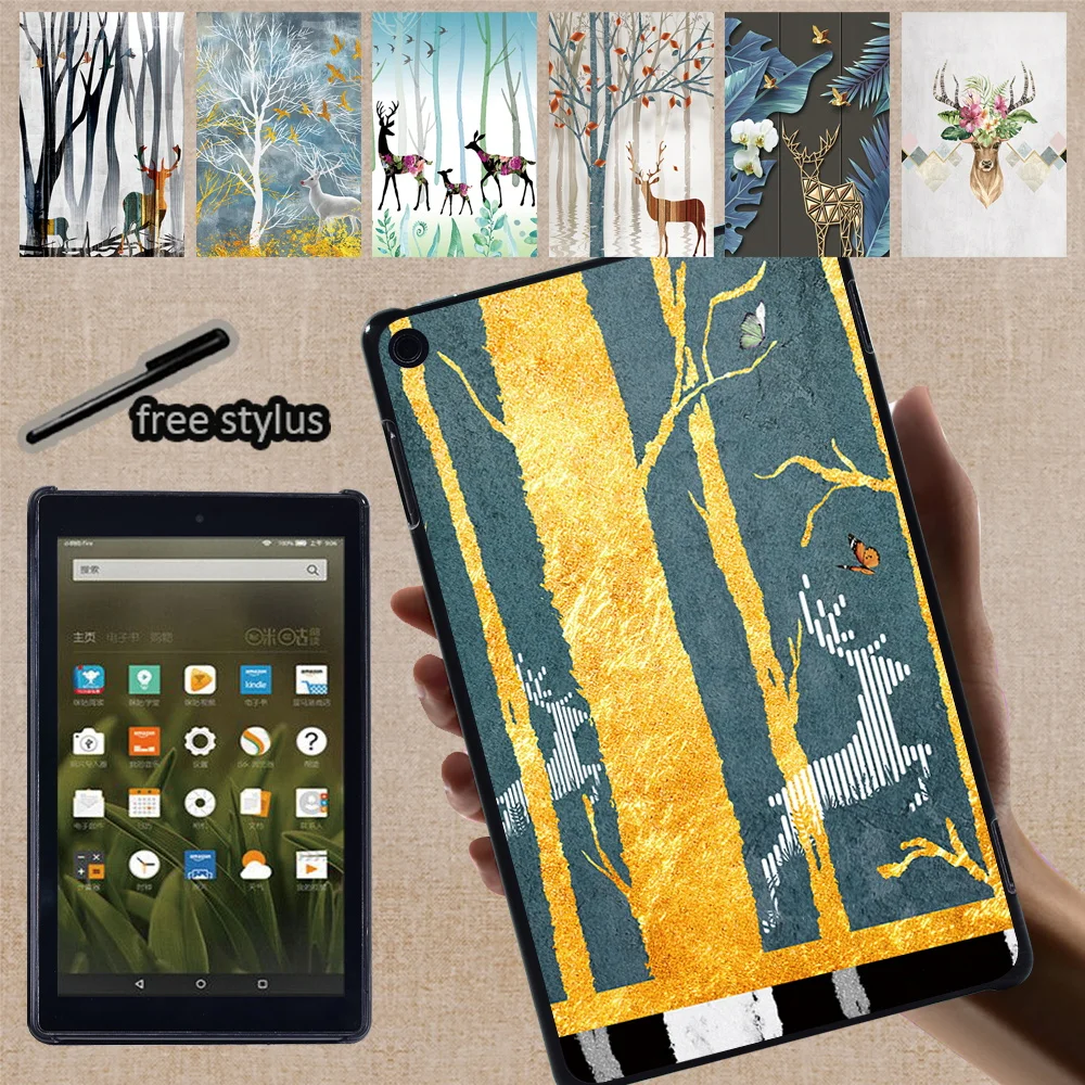 

Tablet Case for HD 10 Plus Gen/5th/7th/9th/11th/Fire 7(5th 7th 9th 12th)/ HD 8 Plus Gen/6th/7th/8th/10th Deer Series Hard Shell