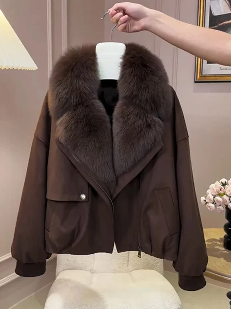 

Stylish Short Cotton Jacket Women's Winter New Arrival Warmth Large Fur Collar Parka Korean Style Loose Fit Thickened Cotton ...